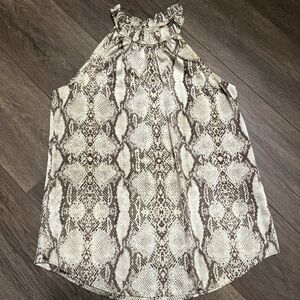 White House Black Market Brown Snake Print Top